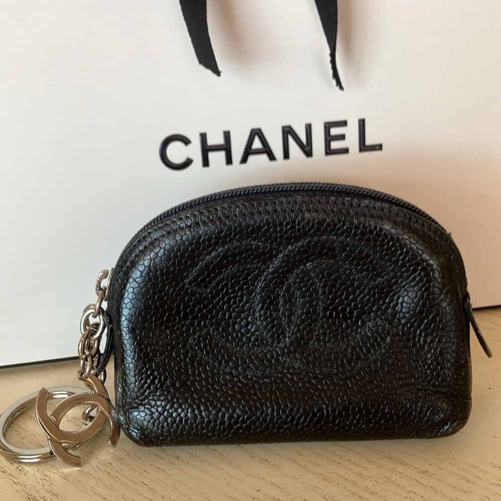 Chanel Black Leather Card/ Coin Purse